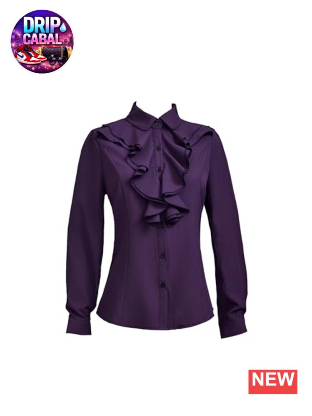 Women's Long Sleeve Ruffle Button Down Blouse Work Top
